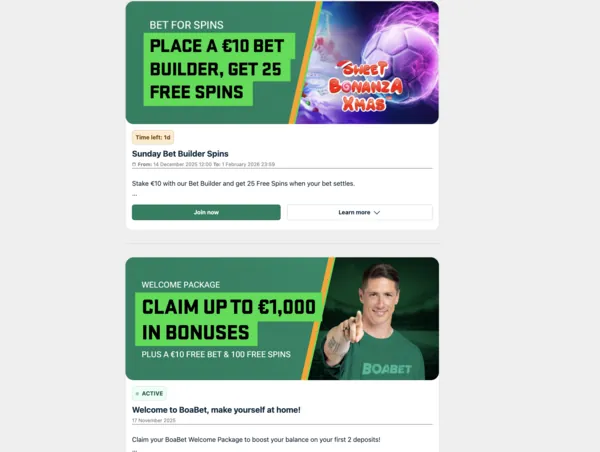 BoaBet Bonuses